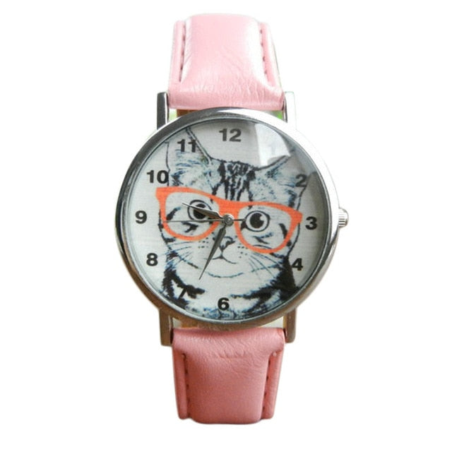2019HOT Fashion Women Cat Pattern Clocks Leather Band Analog Quartz Vogue Wrist Watch Relogio Feminino Ladies' Gifts New Fashion