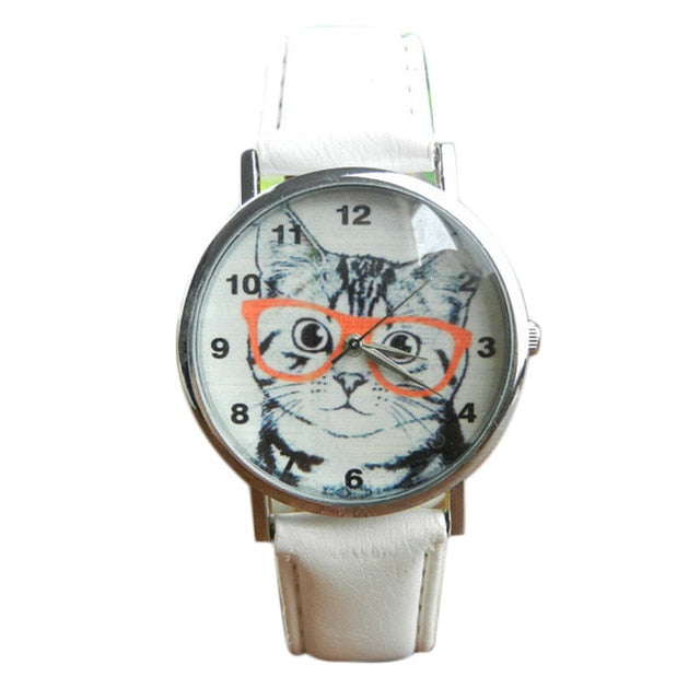 2019HOT Fashion Women Cat Pattern Clocks Leather Band Analog Quartz Vogue Wrist Watch Relogio Feminino Ladies' Gifts New Fashion