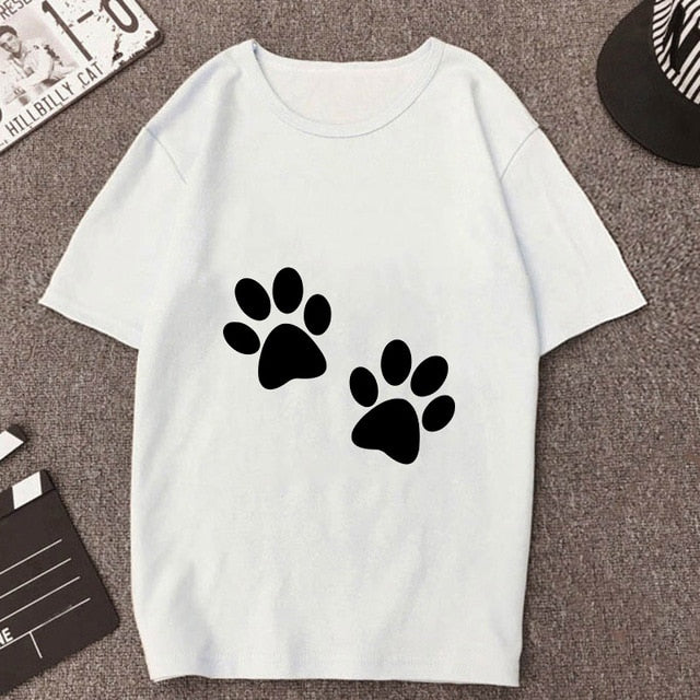 2019 New Summer T shirt Women Love cat printed t-shirt Tops clothes Fashion Cool tshirt female Harajuku Thin section 0-neck Te