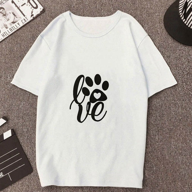 2019 New Summer T shirt Women Love cat printed t-shirt Tops clothes Fashion Cool tshirt female Harajuku Thin section 0-neck Te
