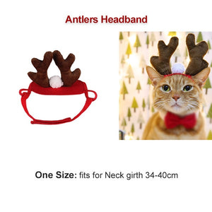 Pet Dog Cat Costume Christmas Antlers Hat Cloak Halloween Disguise Clothes For Cats Small Dogs New Year Suit Funny Pet Accessory