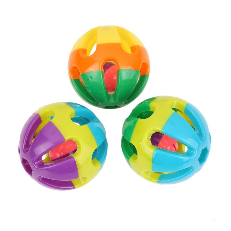 Plastic Cat Bell Balls Pet Sound Rattle Playing Chew Interactive  Colorful Playing Ball Toys With Cat Products Color Random