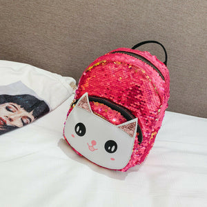 Hot Toddler Kid Girl Boy Cute Cat Sequined Backpack Shoulders Bag Outdoor Travel