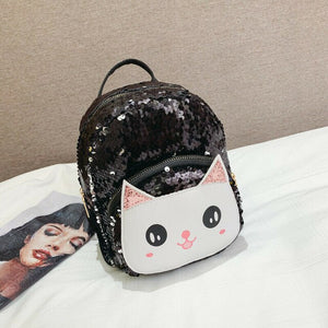 Hot Toddler Kid Girl Boy Cute Cat Sequined Backpack Shoulders Bag Outdoor Travel