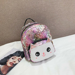 Hot Toddler Kid Girl Boy Cute Cat Sequined Backpack Shoulders Bag Outdoor Travel