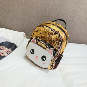 Hot Toddler Kid Girl Boy Cute Cat Sequined Backpack Shoulders Bag Outdoor Travel