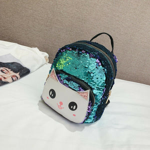 Hot Toddler Kid Girl Boy Cute Cat Sequined Backpack Shoulders Bag Outdoor Travel