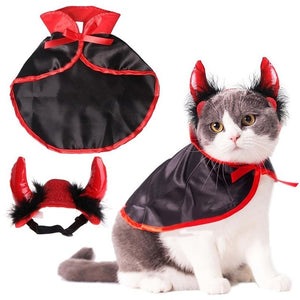 Halloween Pet Costumes Cute Cosplay Vampire Cloak Cape Dog Cap with Cosplay Horns
