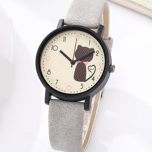 Cute Cat Printed Women Watches Matte Leather Band Quartz Wrist Watch Clock Ladies Girl Casual Sport Watches reloj mujer 2018