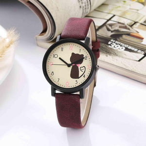 Cute Cat Printed Women Watches Matte Leather Band Quartz Wrist Watch Clock Ladies Girl Casual Sport Watches reloj mujer 2018