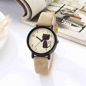 Cute Cat Printed Women Watches Matte Leather Band Quartz Wrist Watch Clock Ladies Girl Casual Sport Watches reloj mujer 2018