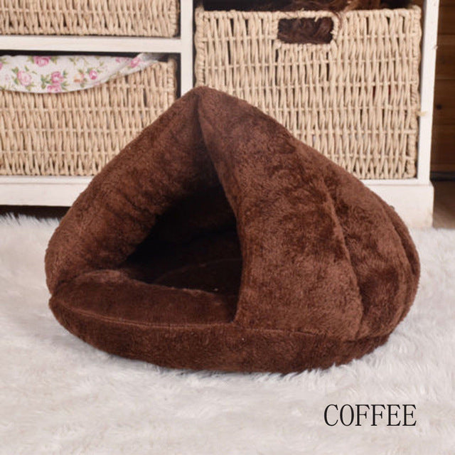 2 Size Puppy Pet Cat Dog Soft Warm Nest Kennel Bed Cave House Sleeping Bag Mat Pad Tent S L 5 Colors Pets Winter Warm Cozy Beds